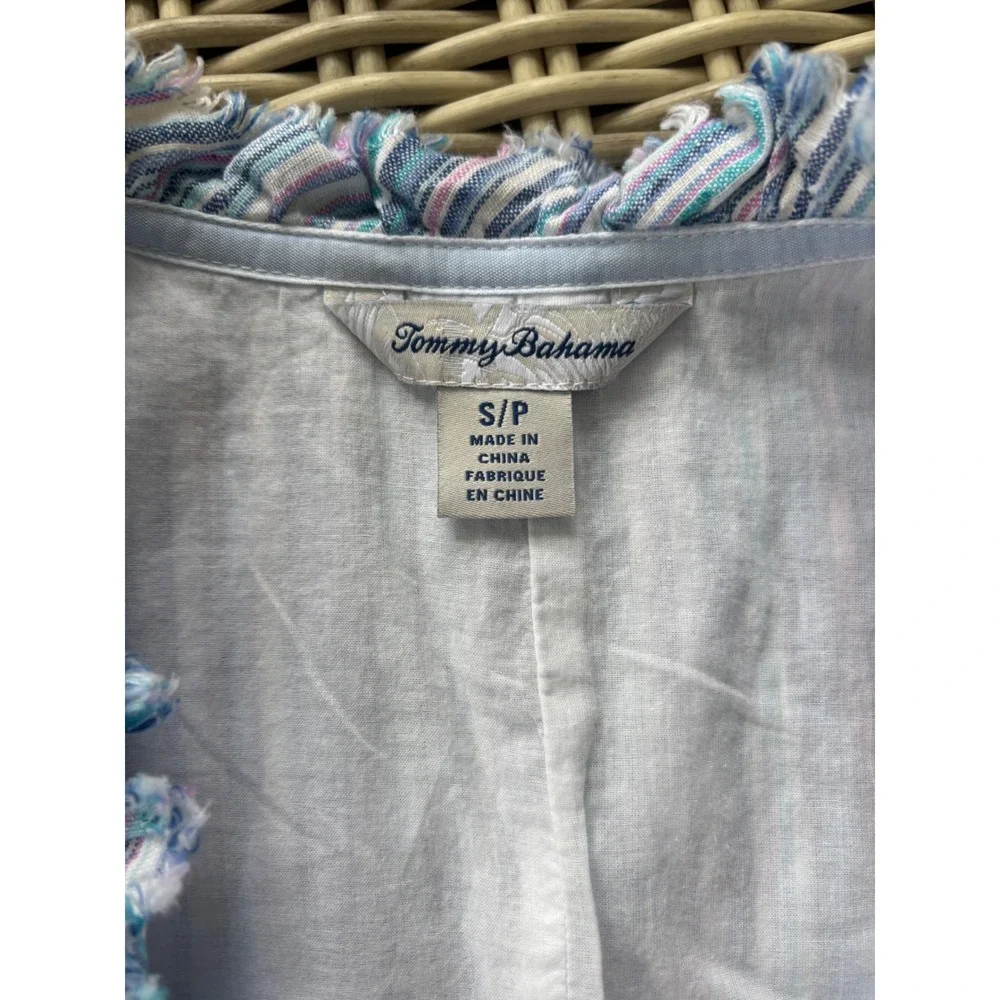 Tommy Bahama‎ Two Palms Double Ruffle Linen Dress Small coastal resortwear boho